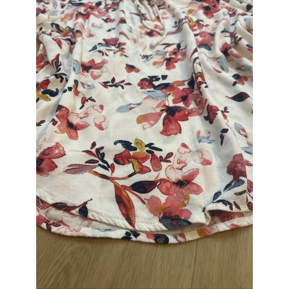 Lucky Brand White Floral Long-Sleeve Tie Front Peasant Top Size Large - Picture 4 of 6